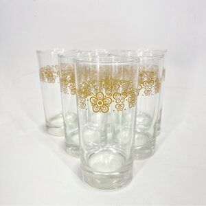 Set of 6 Corning Ware Corelle Coord Butterfly Gold Cooler Drinking Glasses